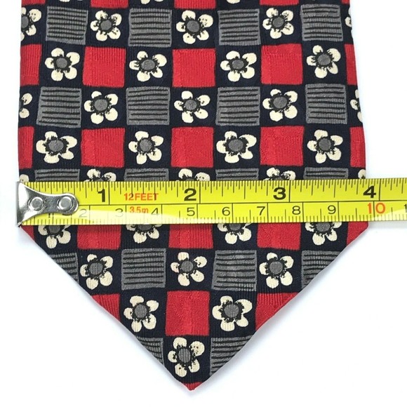 Robert Talbott Studio Nordstrom Silk Hand-sewn Red Navy Beige Floral Necktie 57" - Picture 9 of 10